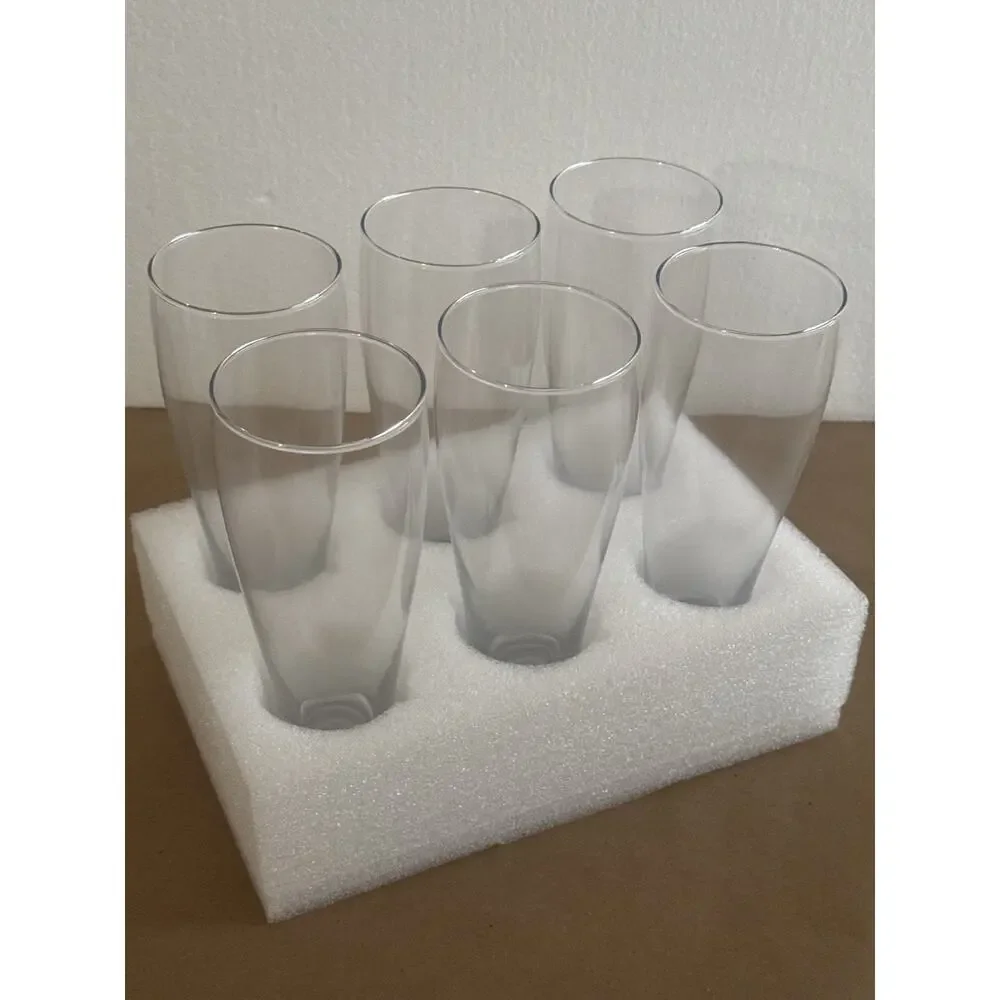 Glasaveronix Set of 6 Clear Glass Tumblers – Modern Drinking Glasses. New
